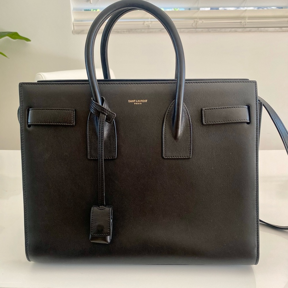 Saint Laurent YSL Sac de Jour Small Black Leather Handbag,  NWT Authentic